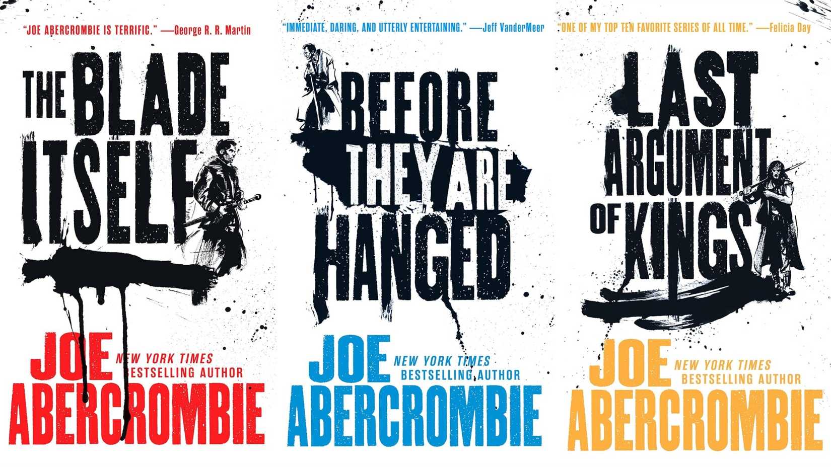The covers of The First Law trilogy by Joe Abercrombie