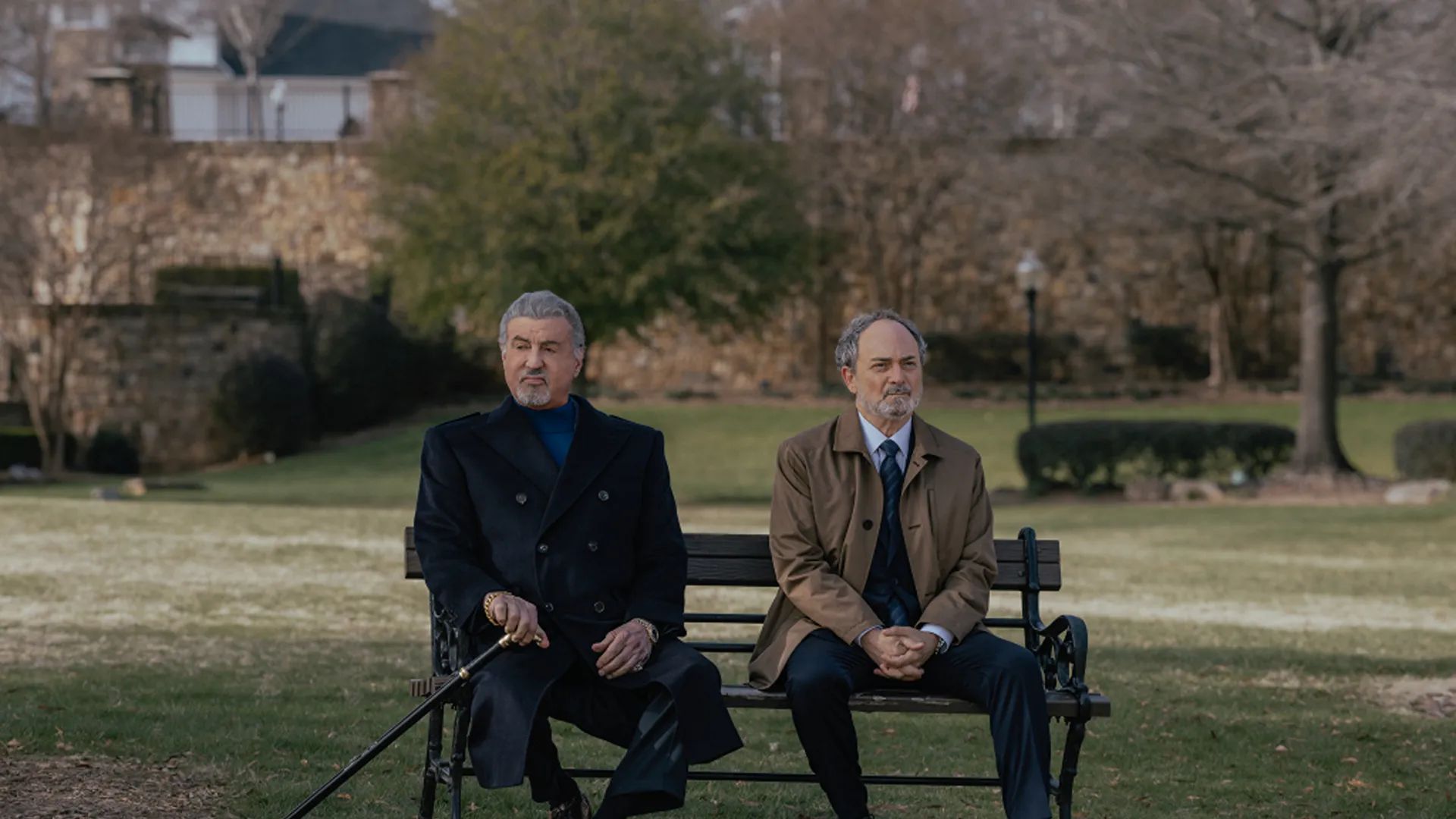 Sylvester Stallone as Dwight Manfredi and Kevin Pollak as Special Agent Musso in Tulsa King, episode 5, season 4