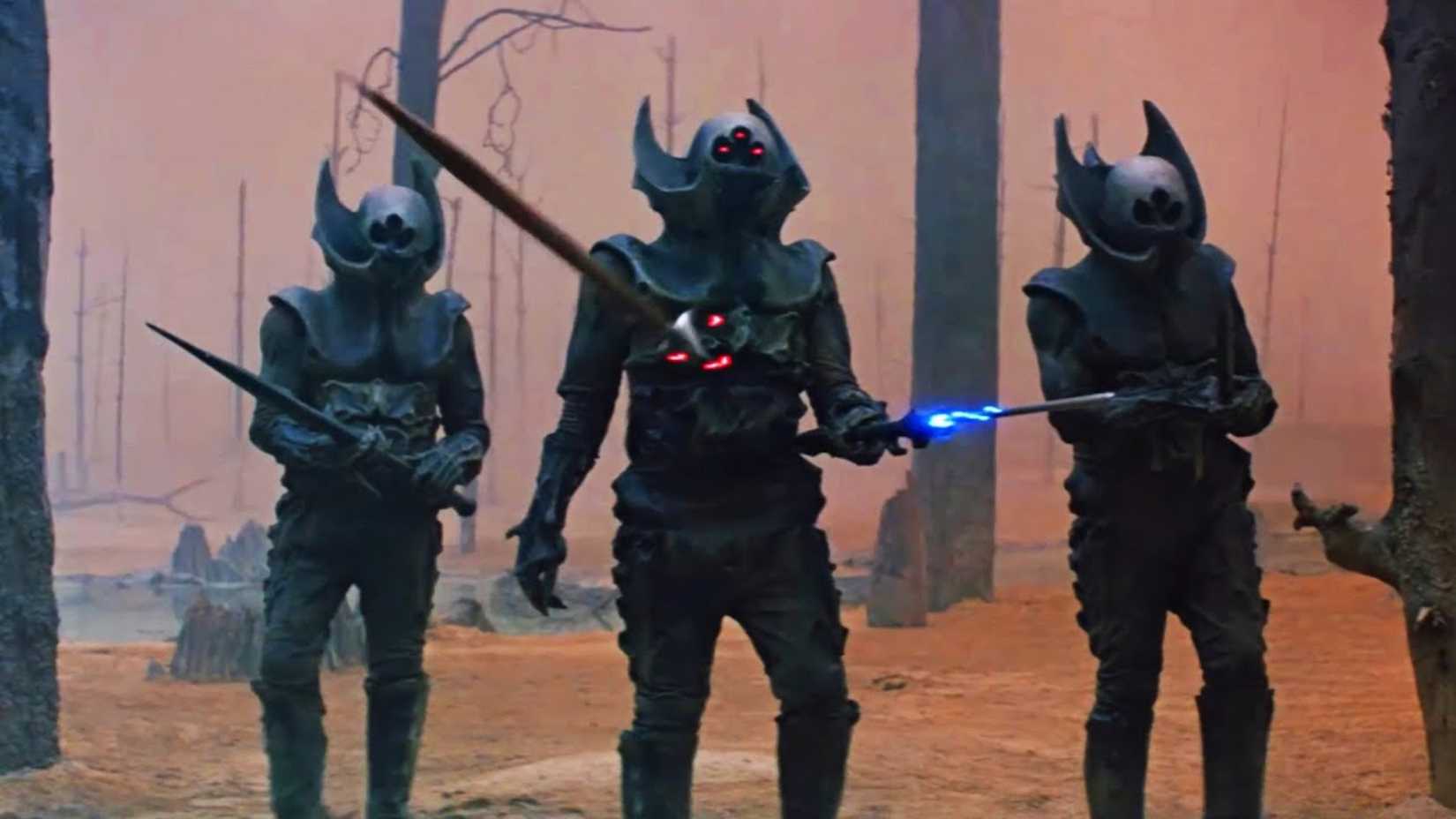 Guys in black suits and masks in 'Krull'