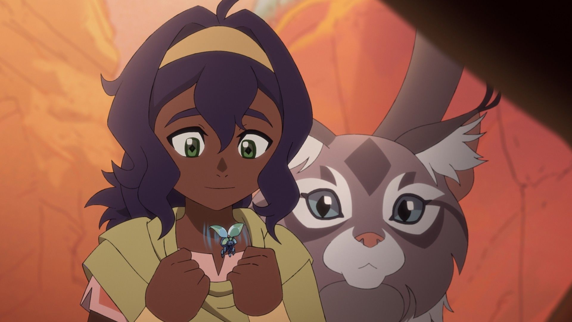 Pavi and her cat monkey in Avatar: Seven Havens
