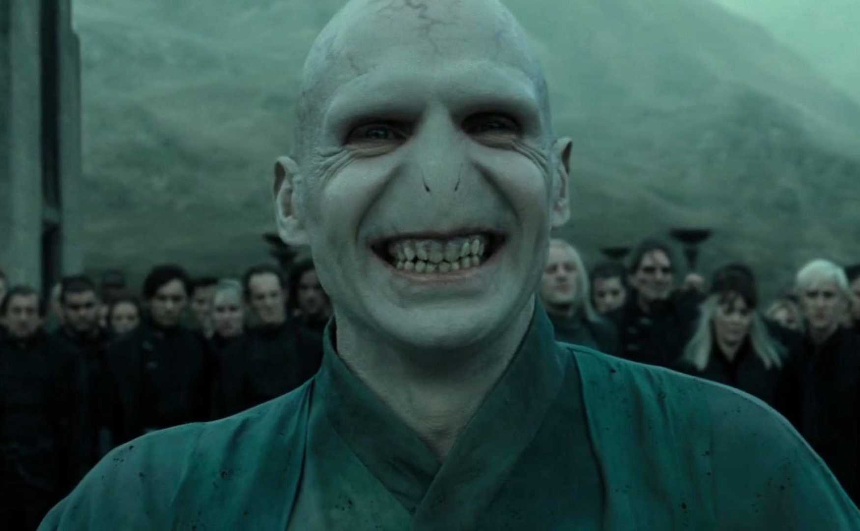 Voldemort smiling in 'Harry Potter and the Deathly Hallows'