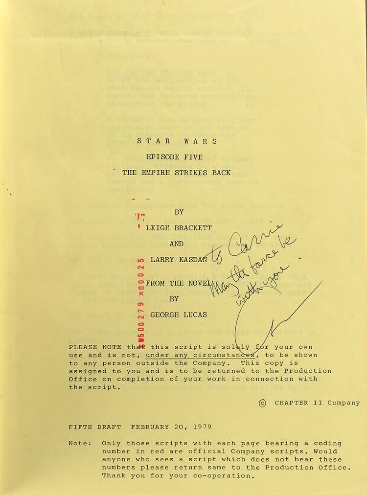 Carrie Fisher's Personal Star Wars Scripts Go Up for Auction