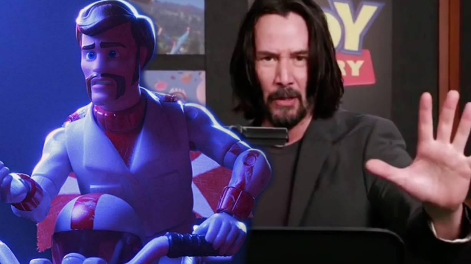 Watch Keanu Reeves Become Duke Caboom in Toy Story 4 Recording Booth Video