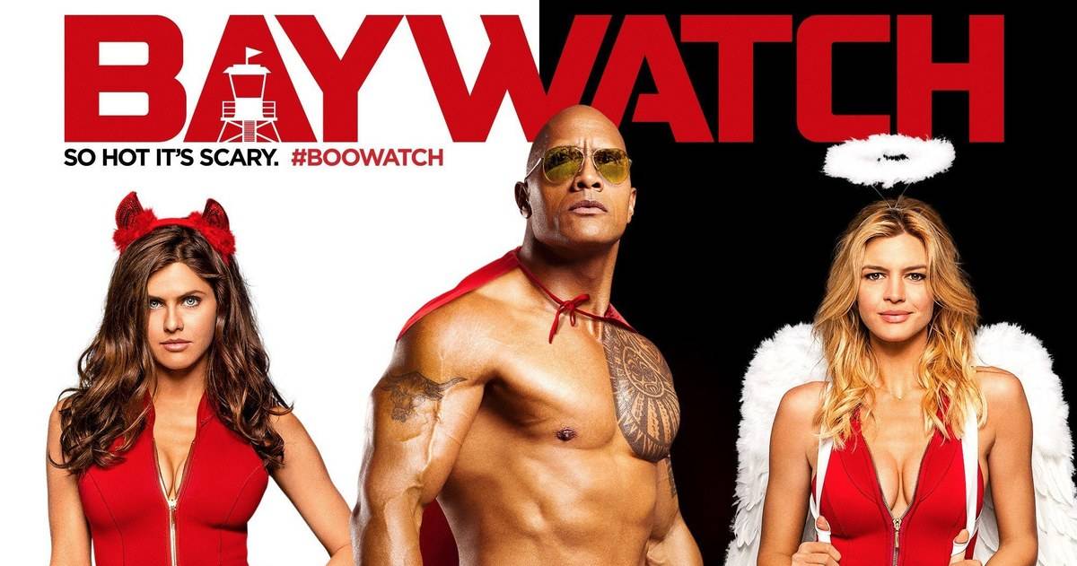 New Baywatch Posters Celebrate Halloween with Zac Efron & the Rock