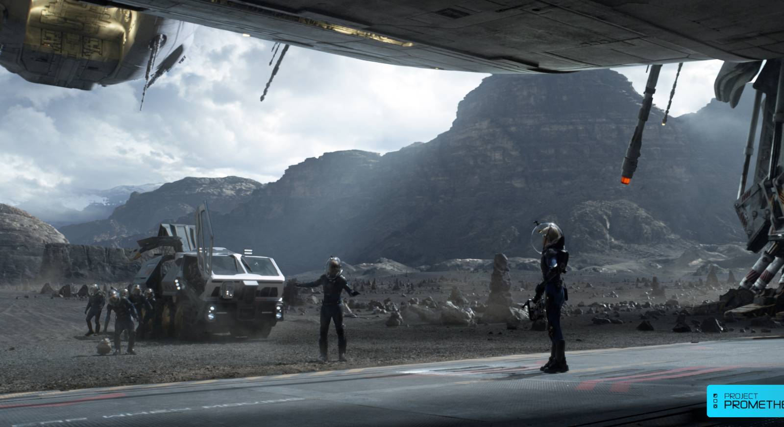 Second Prometheus Wallpaper Featuring Rover Vehicle and Crew