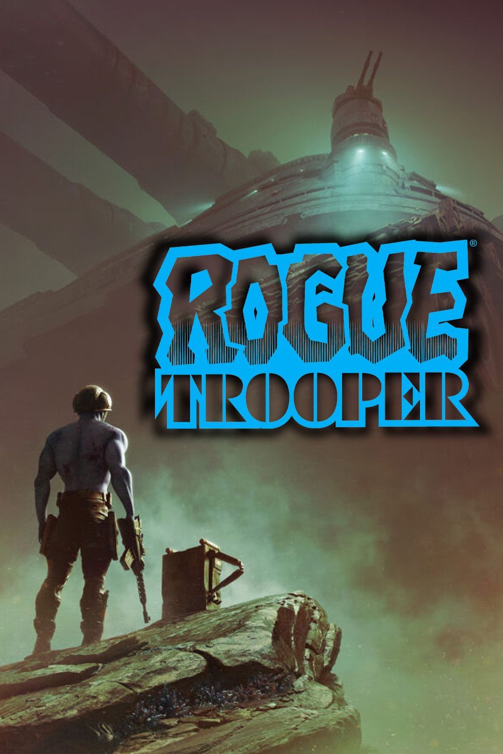 rogue trooper movie poster showing a man with a rifle standing atop a mountain