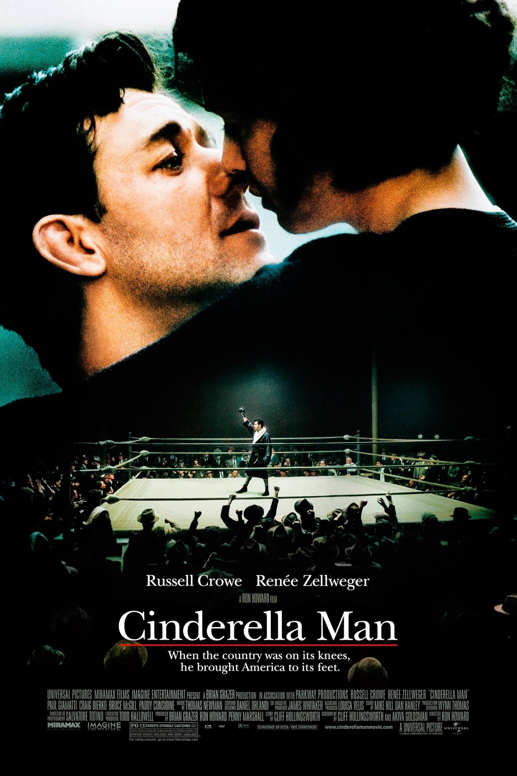 cinderella man 2005 poster russell crowe renee zellweger close to each other