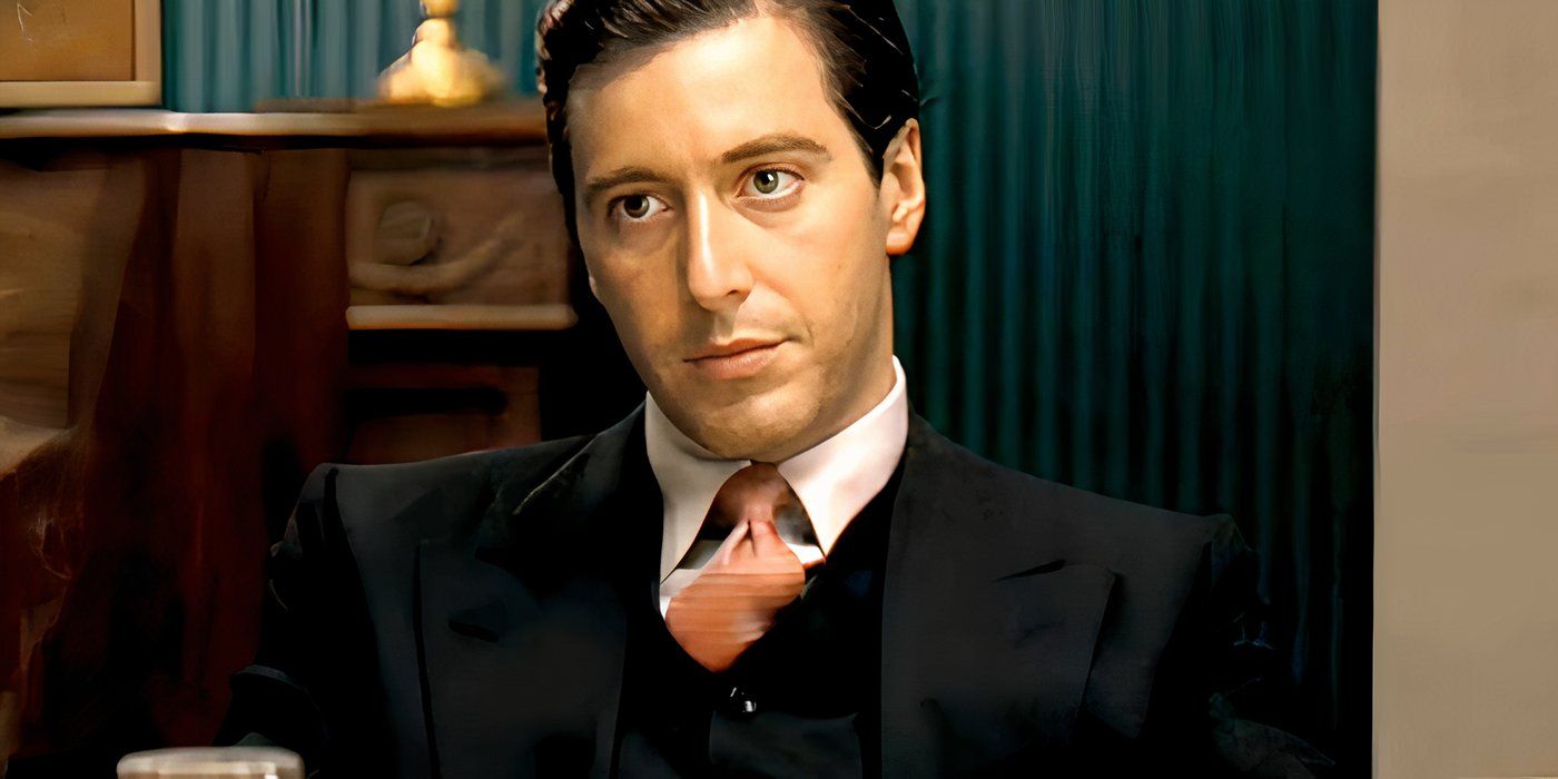 Al Pacino como Michael Corleone em O Poderoso Chefão, com uma expressão desapontada.