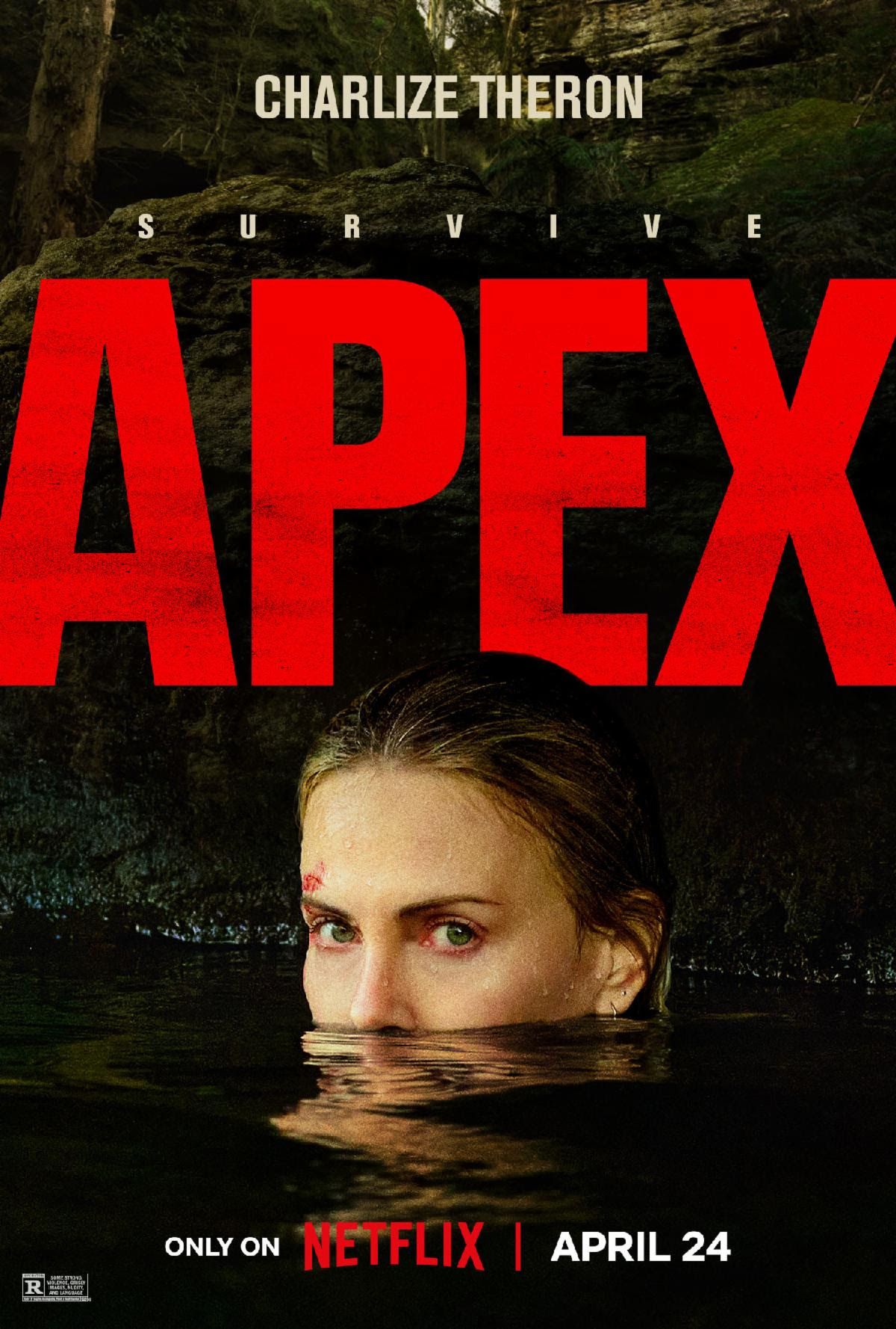 Taron Egerton e Charlize Theron em cena do filme Apex da Netflix