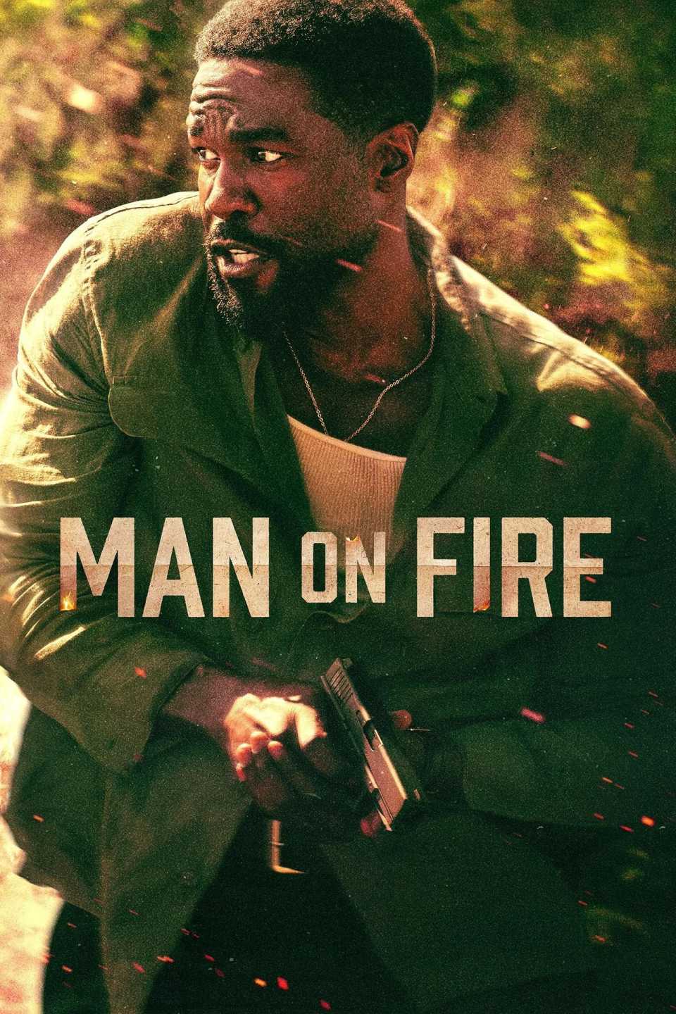 The poster for the Man on Fire series, showcasing the protagonist in a fiery explosion